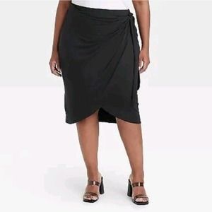 Ava & Viv Knit Wrap Skirt - Black Women's 2X NWT